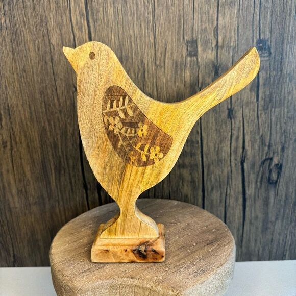 Home Decor Wood Bird Sitter Farm Chicken Decor NEW FAST SHIP - Picture 1 of 6